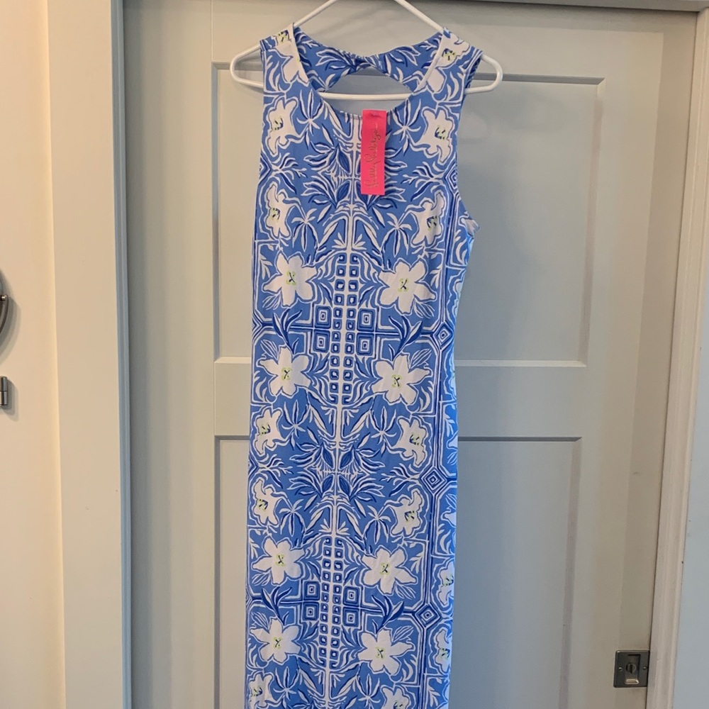 Lilly Pulitzer Blue and White Floral Maxi Dress